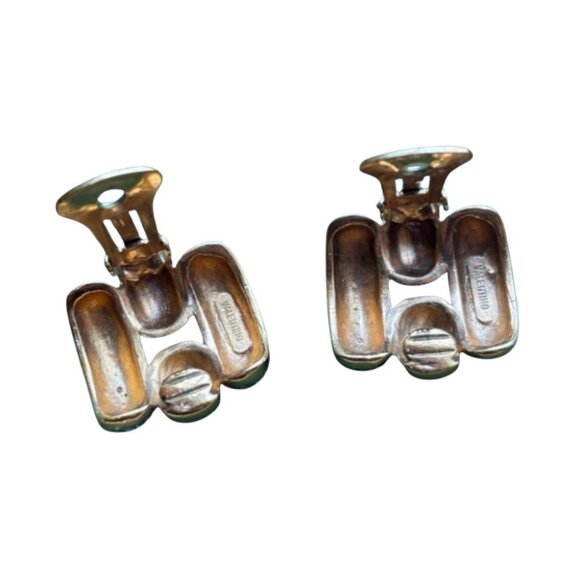 Valentino Vintage Rhinestone Clip-On Earrings Gold Tone - Picture 4 of 7